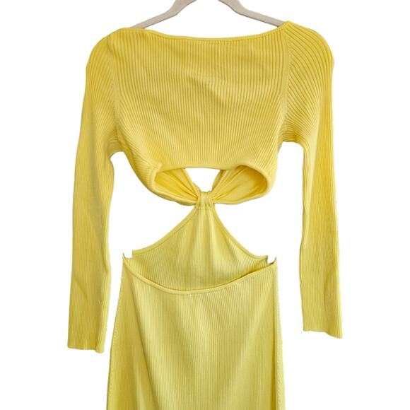 Cult Gaia Enzo‎ Strappy Cutout Knit Maxi Dress Size Large Ribbed Yellow - Picture 13 of 15